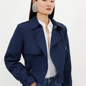Karen Millen Crop Classic Belted Tailored Trench Coat